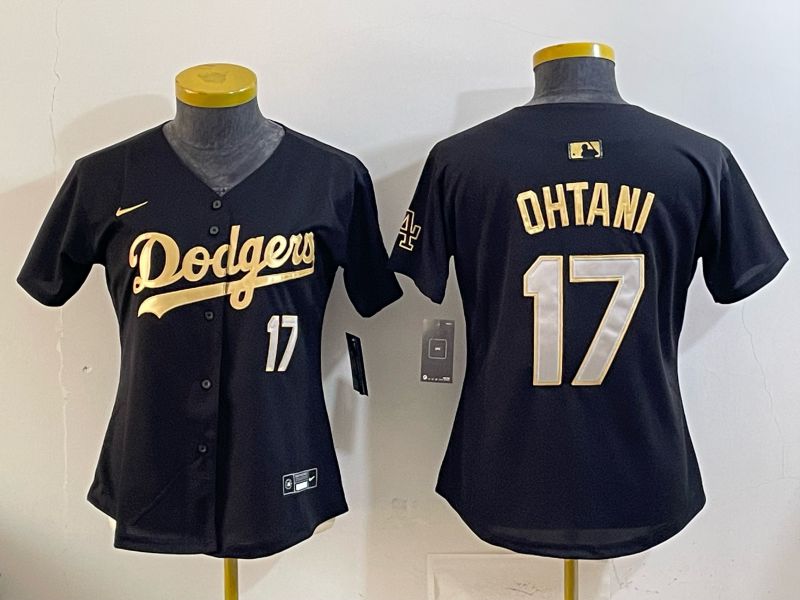 Women Nike 2026 Los Angeles Dodgers #17 Ohtani Black Gold Game MLB Jersey 061